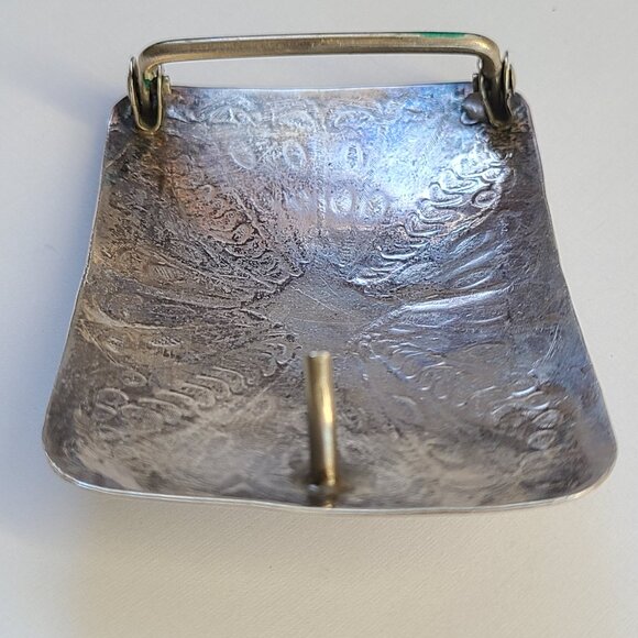 3"x2" Native American Navajo Sterling Silver Turquoise Hand Stamped Belt Buckle - Picture 6 of 8